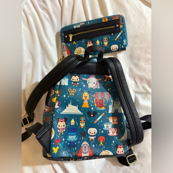 Loungefly Disney Parks Teal Backpack and Wallet Set - Picture 4 of 5
